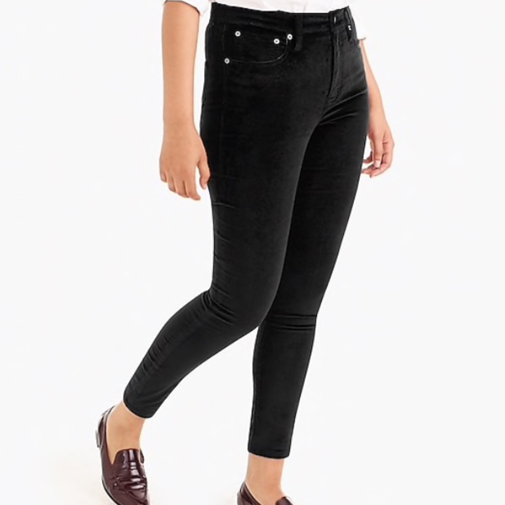 J. Crew High Rise Toothpick Velvet Blk Sz 24P